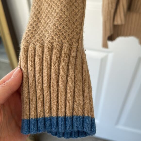 Everlane Waffle Recycled Cashmere Sweater tan mockneck medium - Picture 3 of 5